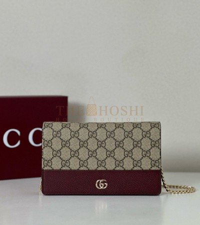  CHANEL CLASSIC WALLET ON CHAIN BLACK/BURGUNDY CAVIAR LEATHER 20X12.5X4CM MASTER QUALITY