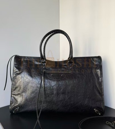 BALENCIAGA LE CITY TRAVEL TOTE BAG LAMBSKIN LEATHER BLACK SIZE 54.8×35×20CM