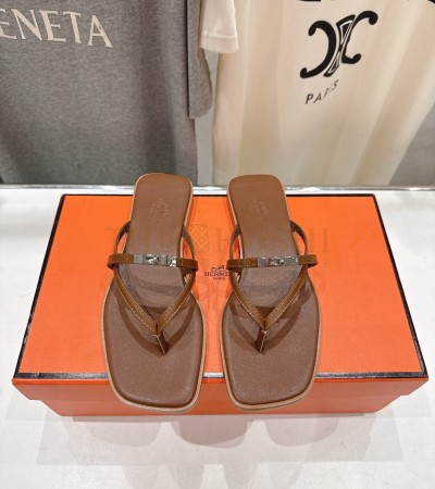 HERMES ORAN SANDALS CALFSKIN LEATHER BROWN WOMEN'S SIZE 35-42 MASTER QUALITY - Women US 5= EU 35= 22.5 cm= UK3