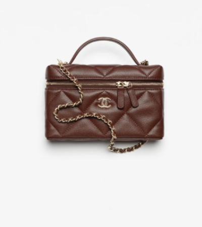 CHANEL 25C CAVIAR LEATHER VANITY CASE BAG WITH CHAIN 17X19.5X5CM MASTER QUALITY