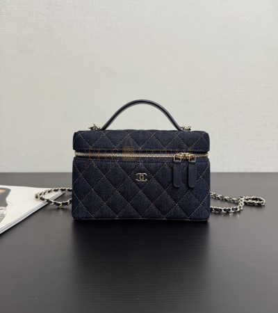 CHANEL 25C DENIM VANITY CASE BAG WITH CHAIN 17X19.5X5CM MASTER QUALITY